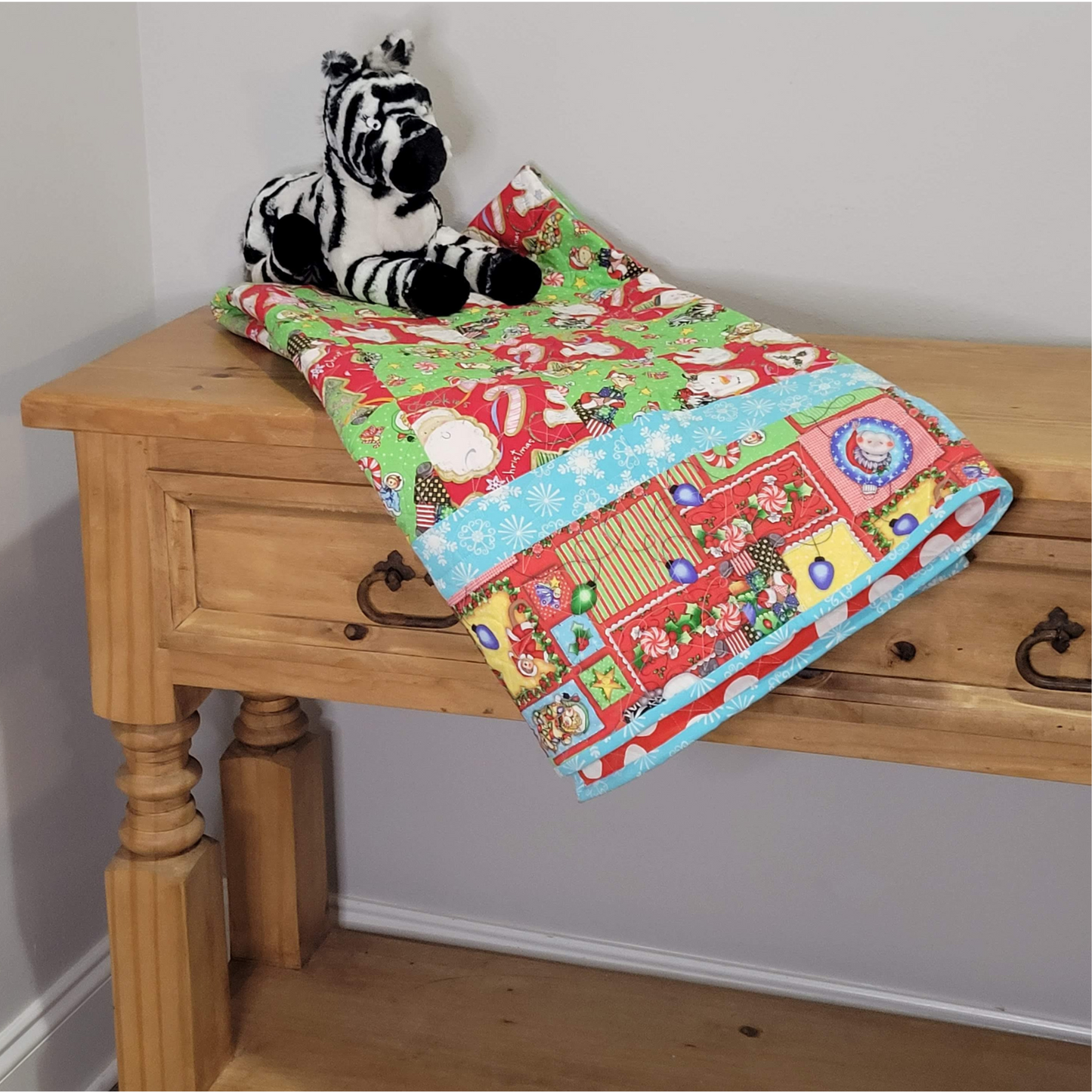 Zebra Christmas or Baby Quilt