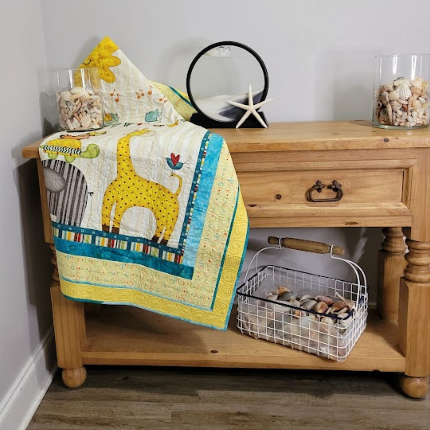 Giraffes and Elephants Baby Quilt