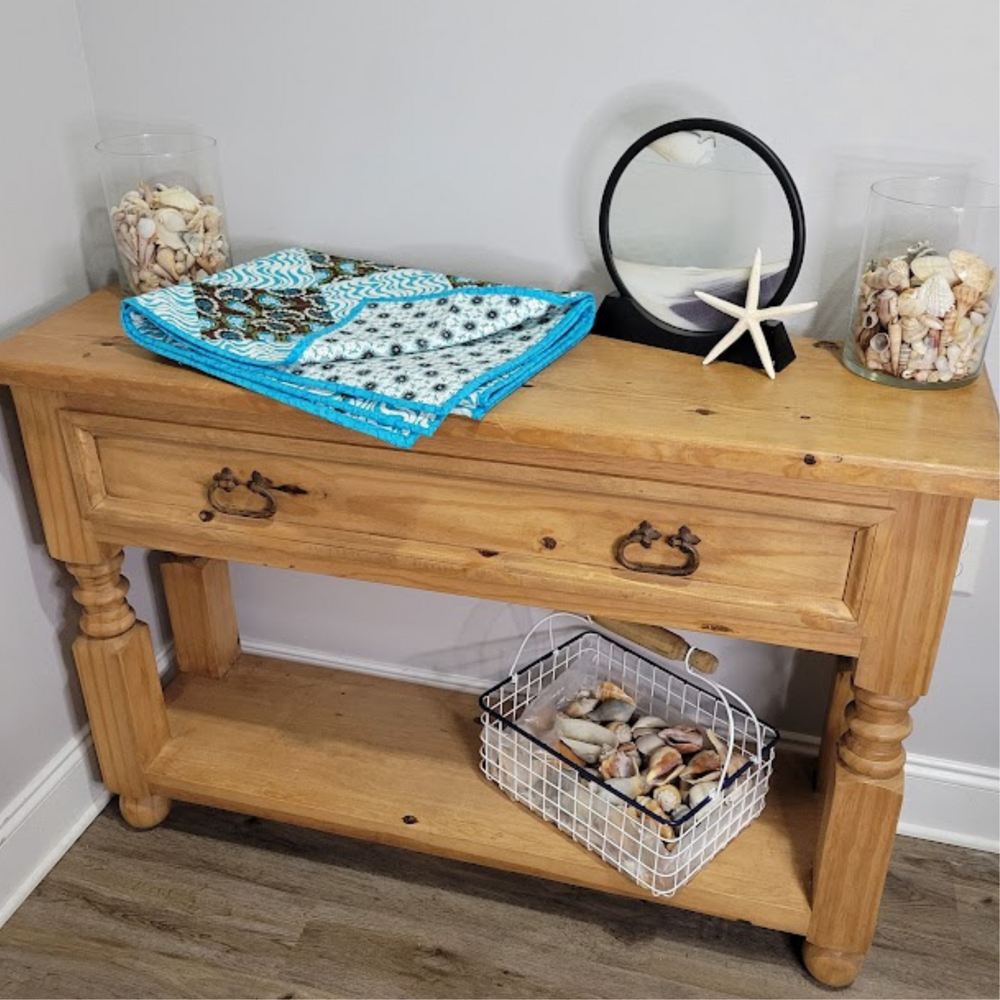 Turquoise and Brown Paisley Quilt or Wall Hanging