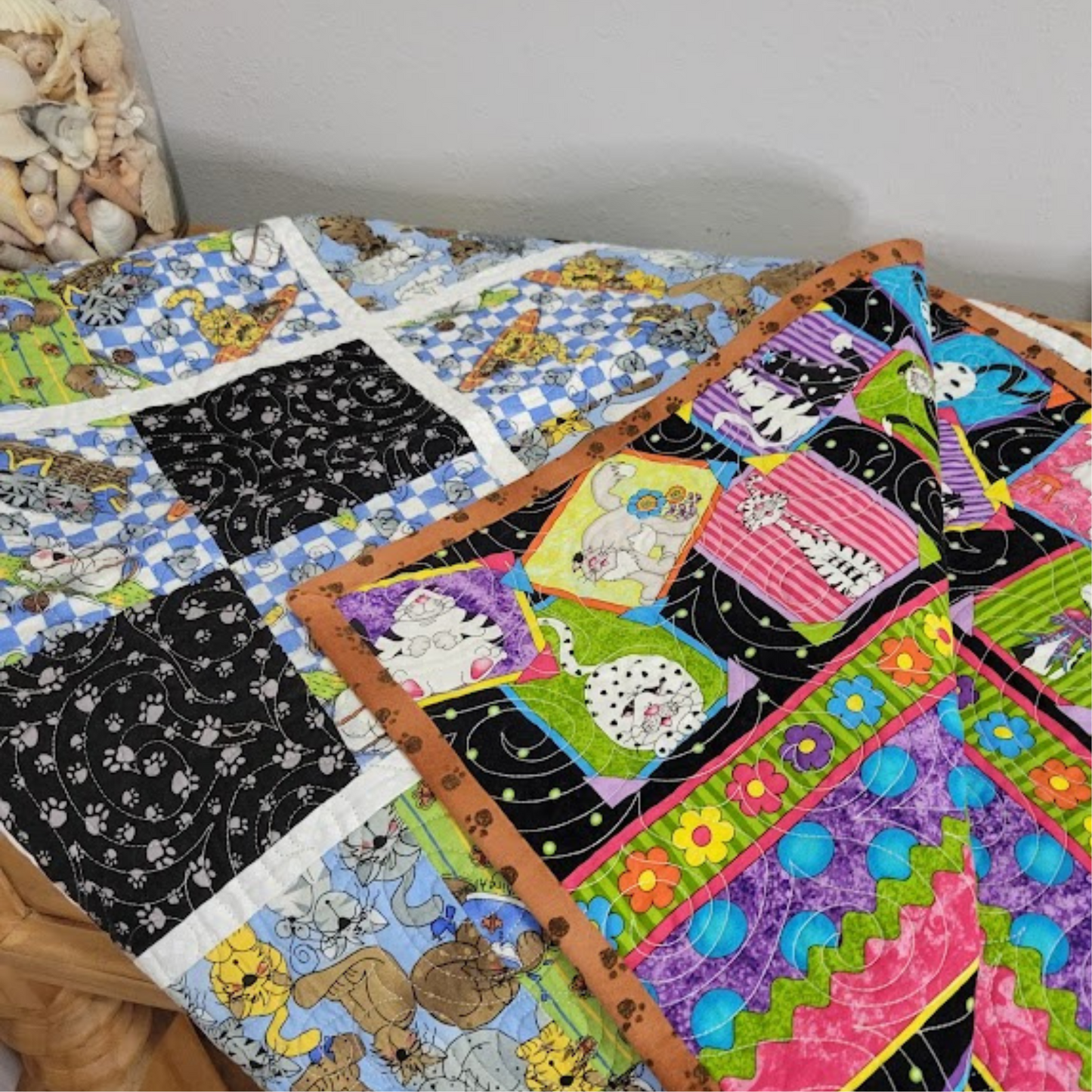 Playful and Colorful Cats Quilt or Wall Hanging