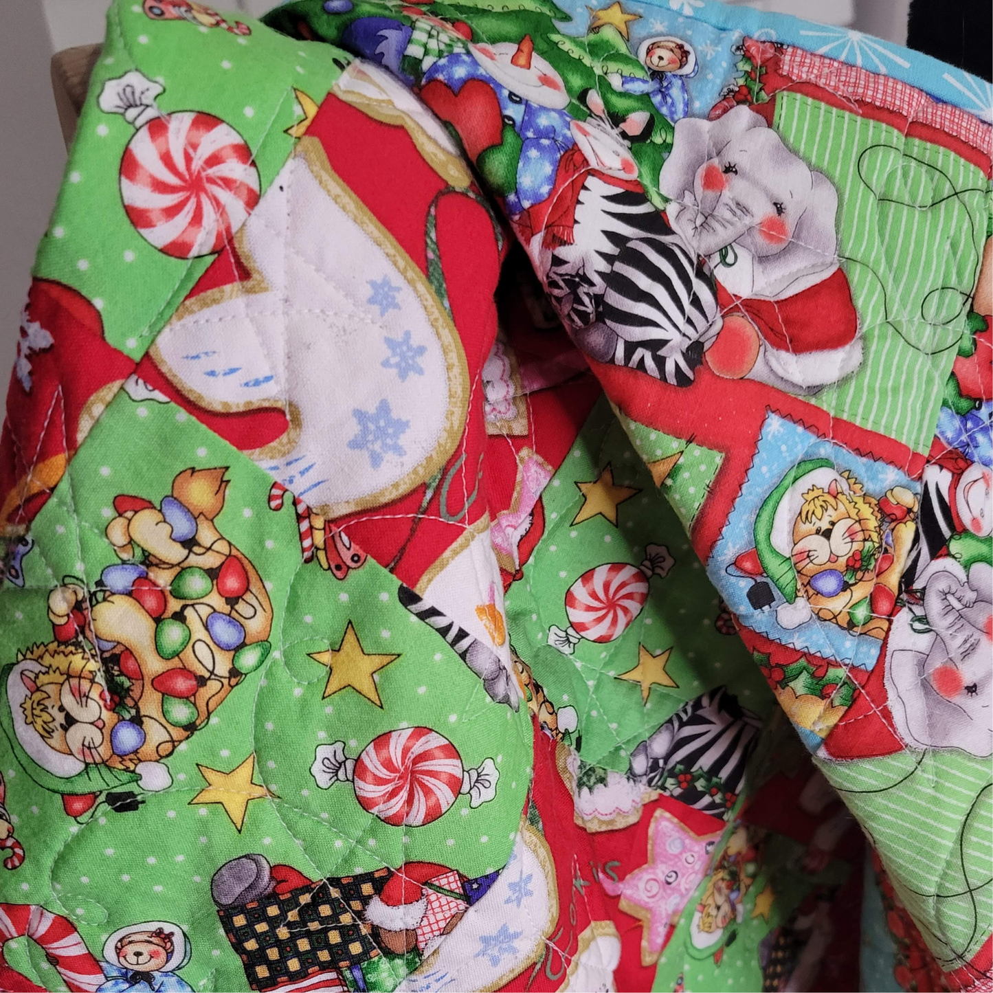 Zebra Christmas or Baby Quilt