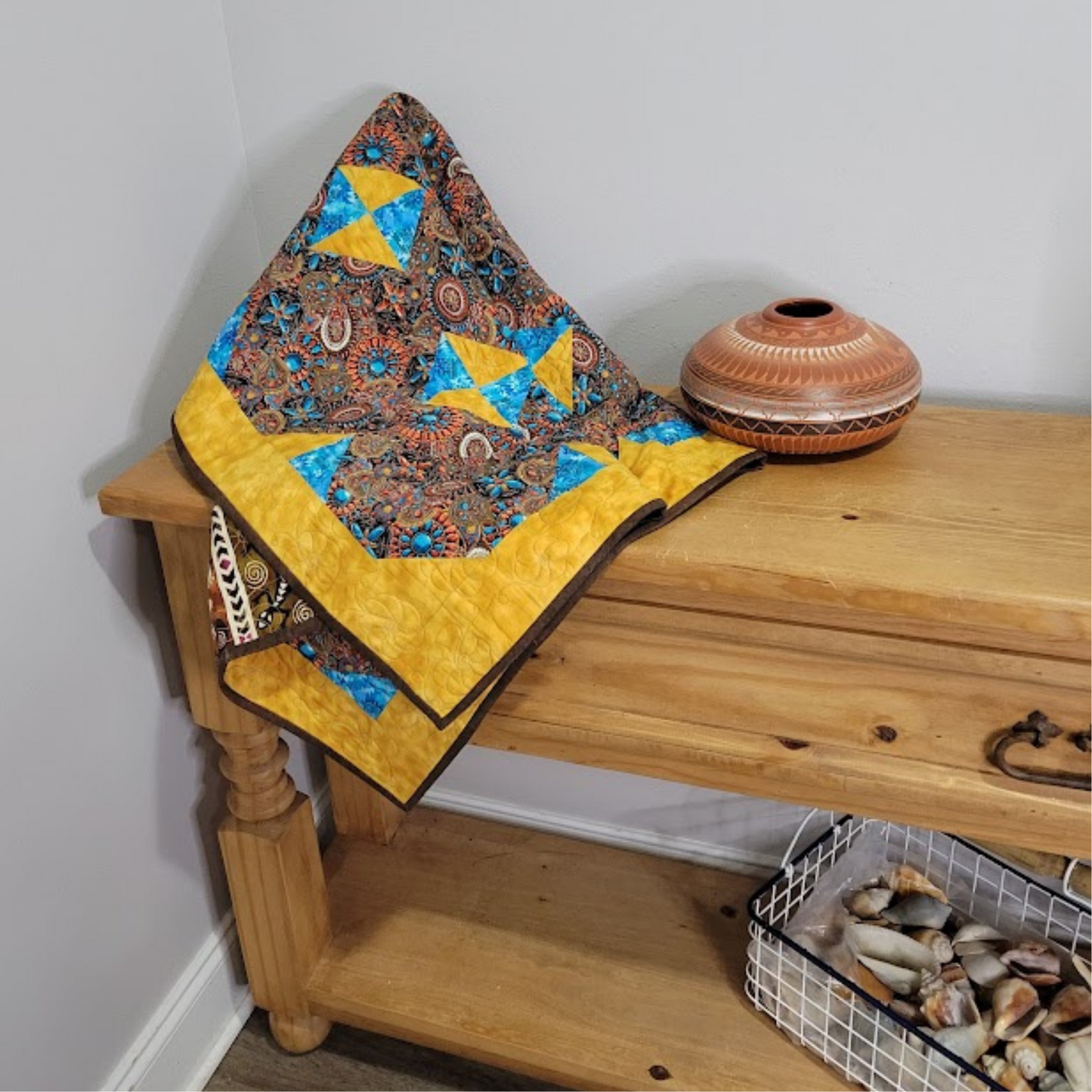 Wall Hanging of Turquoise Indian Jewelry Fabrics