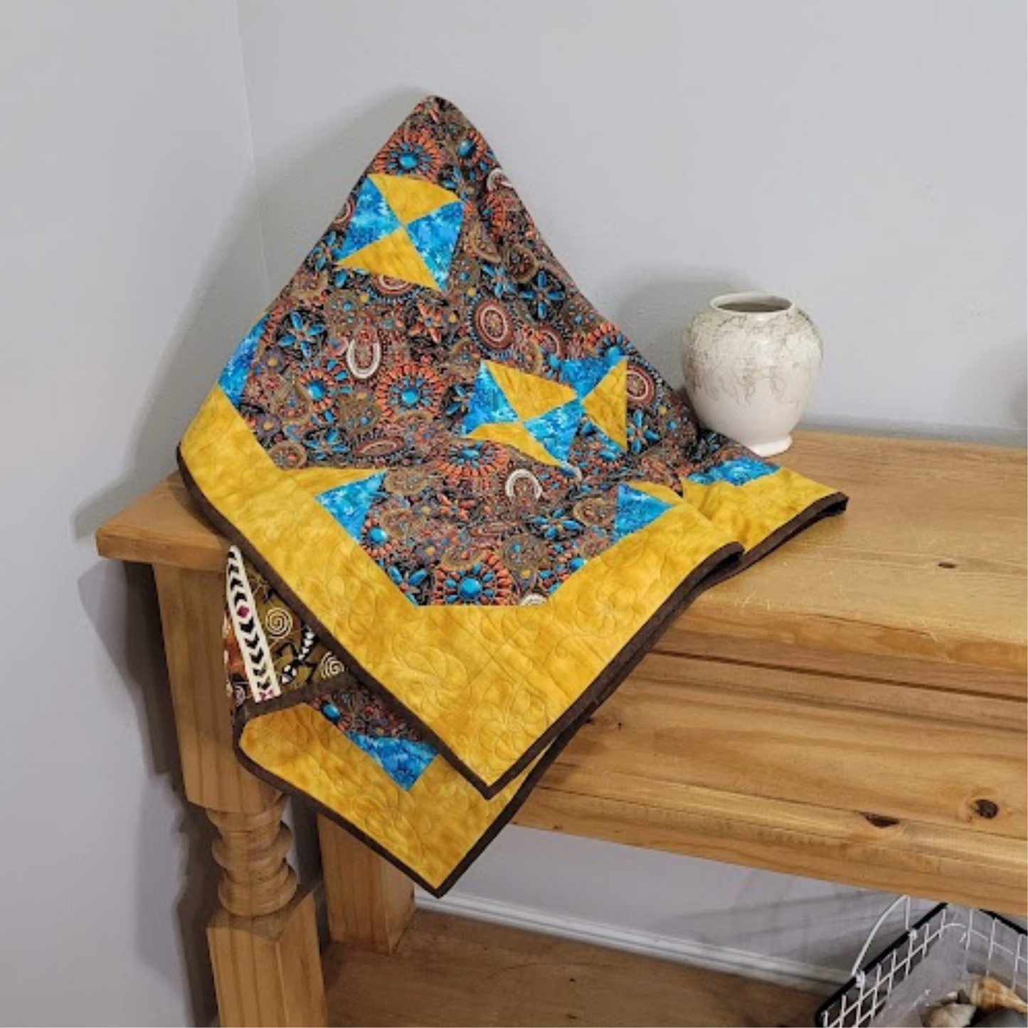 Wall Hanging of Turquoise Indian Jewelry Fabrics