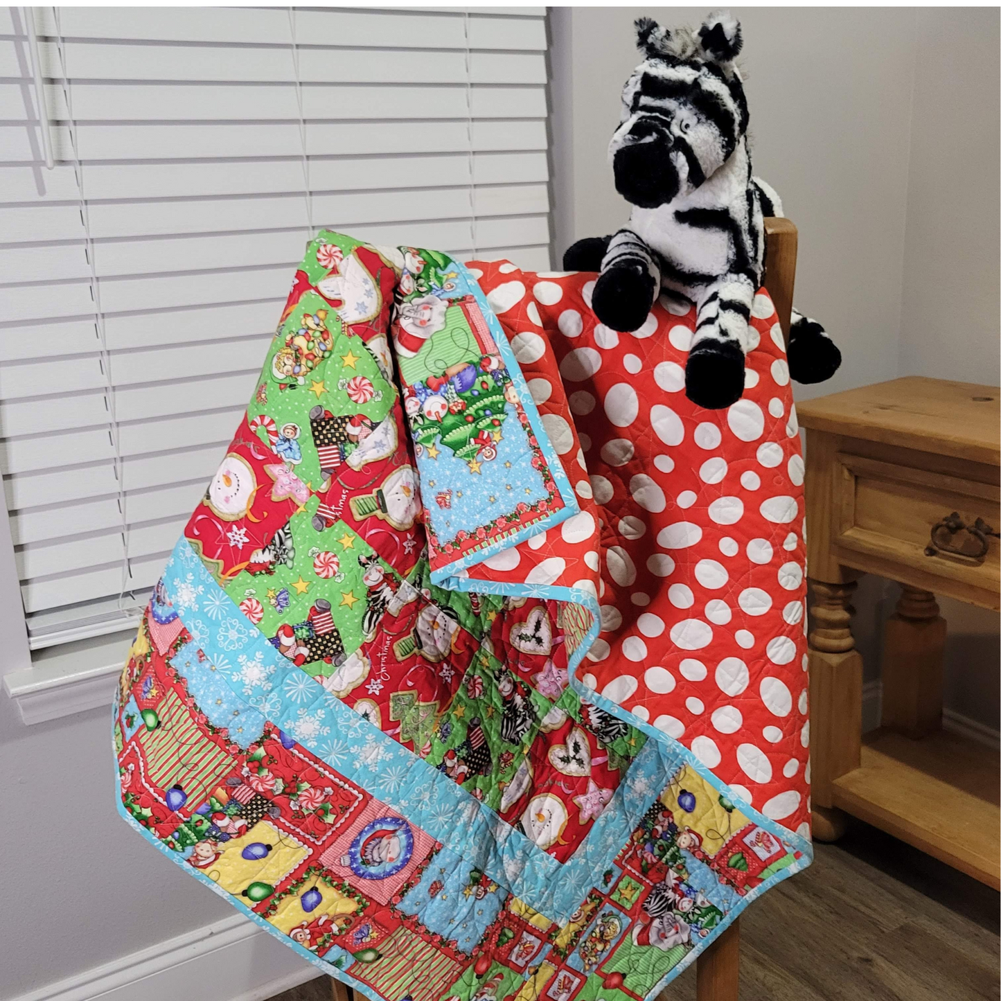 Zebra Christmas or Baby Quilt