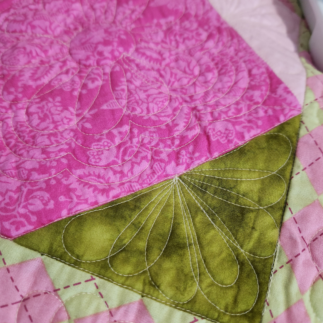 Argyle Print Small Quilt in Pinks and Greens