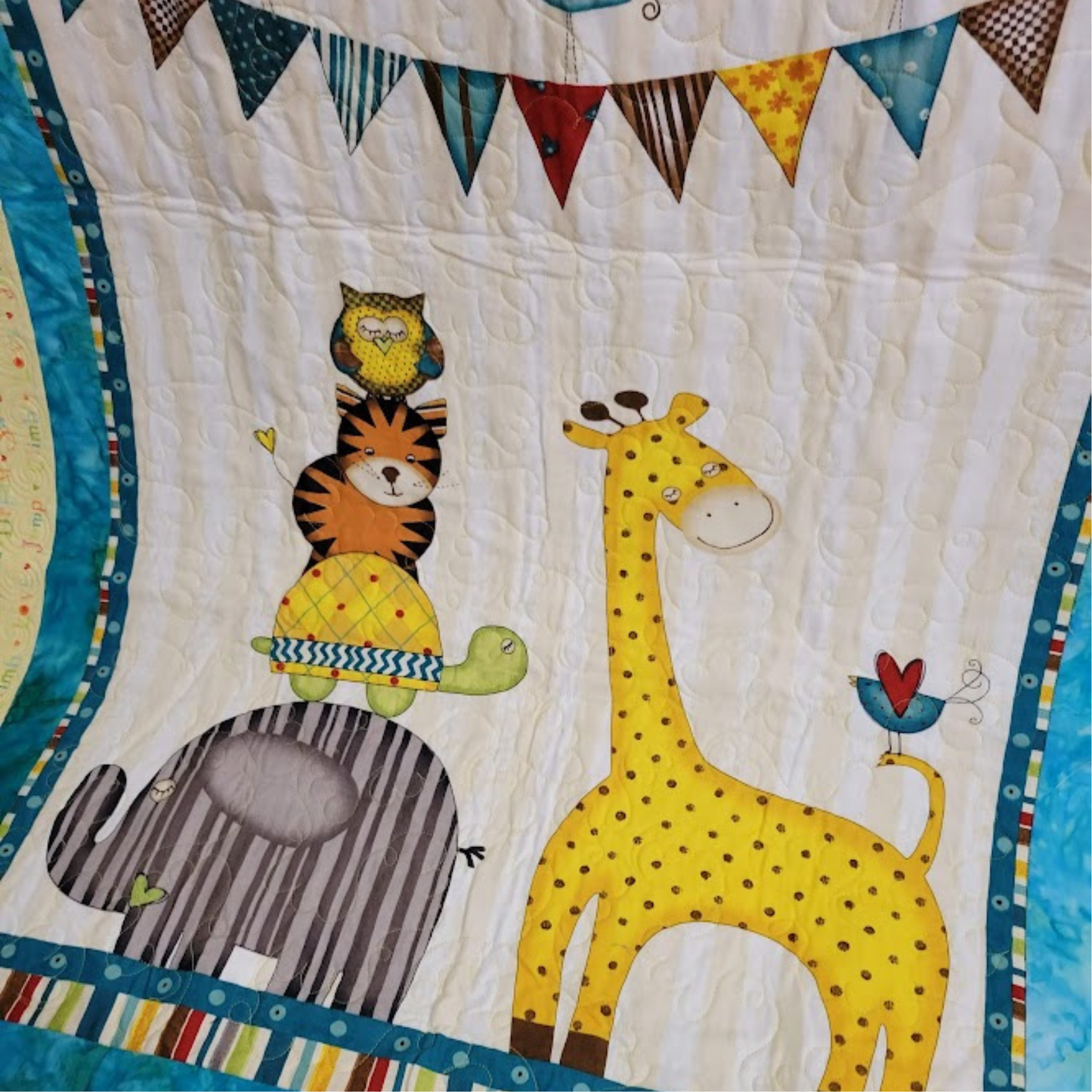 Giraffes and Elephants Baby Quilt