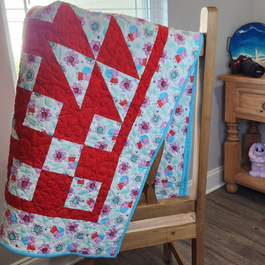 Pink & Aqua Character Flannel Quilt