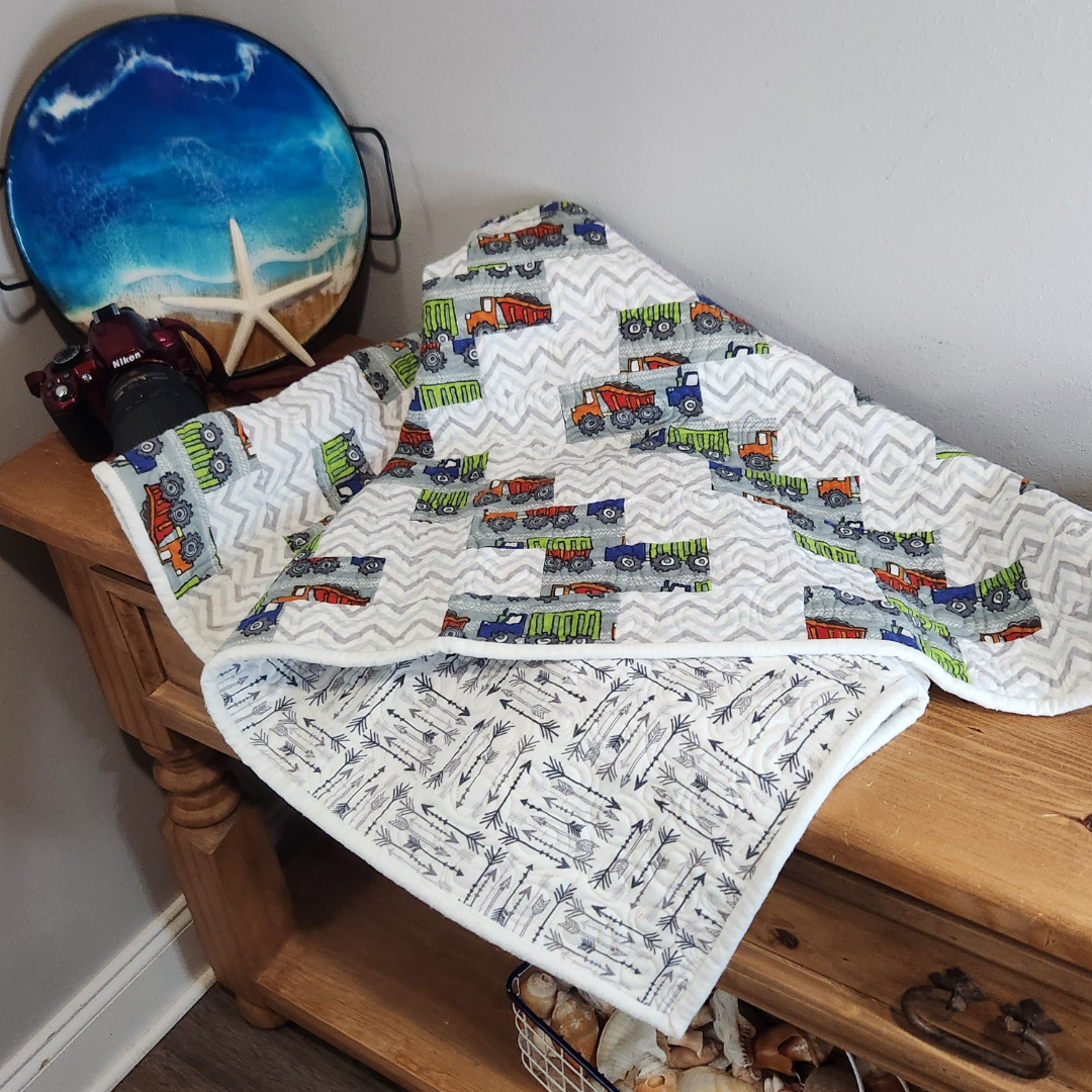Dump Truck Flannel Quilt