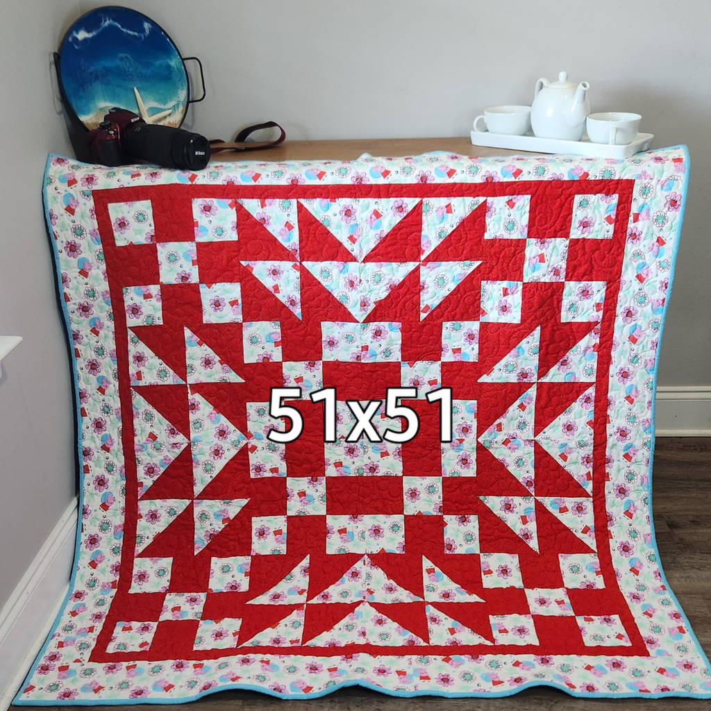Pink & Aqua Character Flannel Quilt