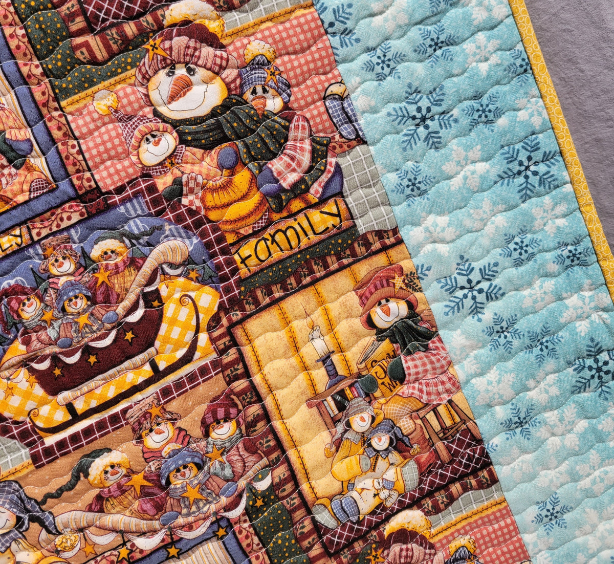 Colorful Christmas Snowmen Quilt