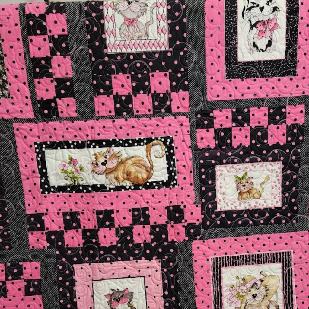 Pink Polka Dot Cats Wall Hanging