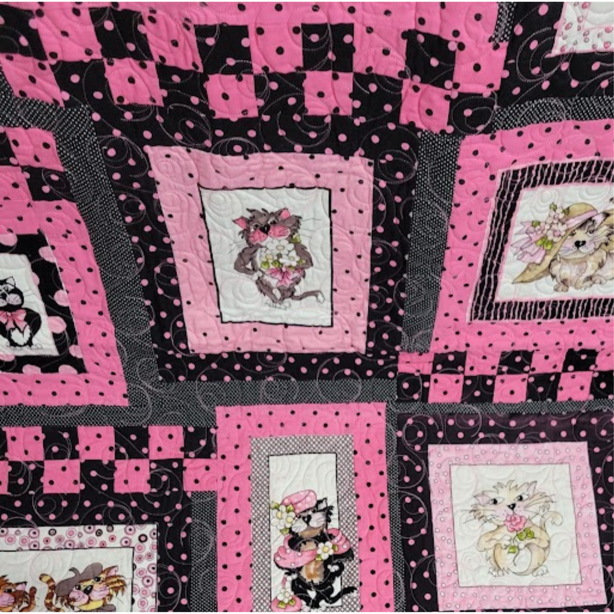 Pink Polka Dot Cats Wall Hanging