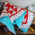 Pink & Aqua Character Flannel Quilt