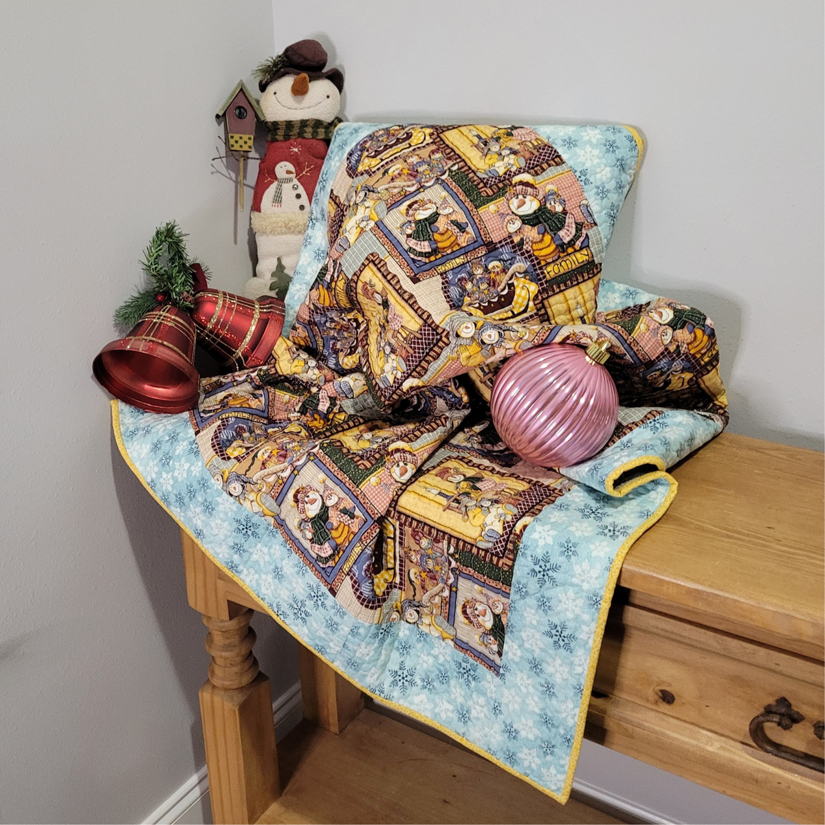 Colorful Christmas Snowmen Quilt