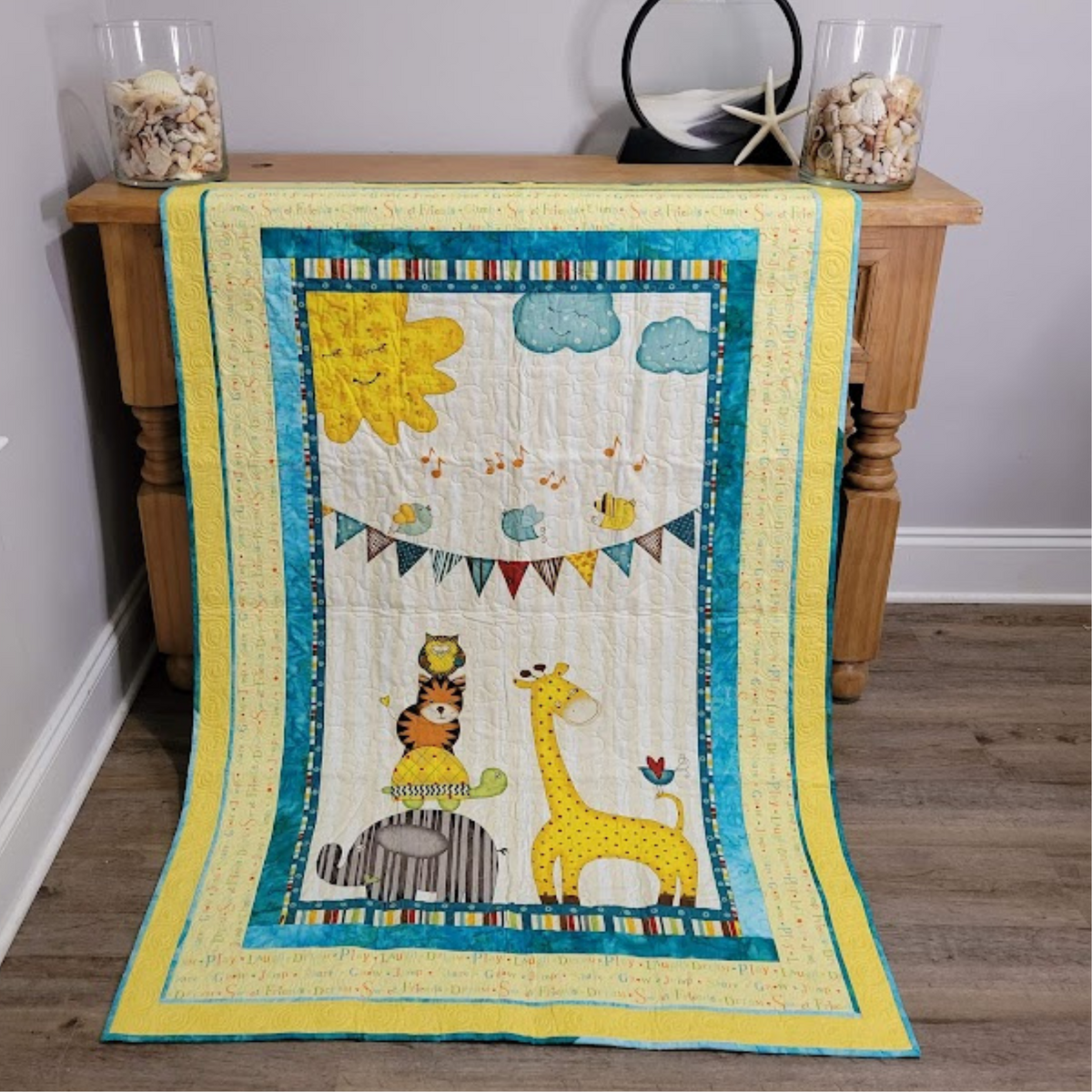 Giraffes and Elephants Baby Quilt