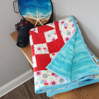 Pink & Aqua Character Flannel Quilt